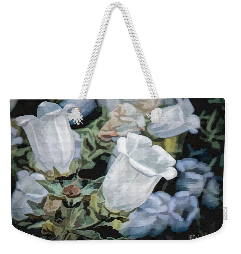 Flowers Weekender Tote Bag featuring the digital art White Bells by Deb Nakano