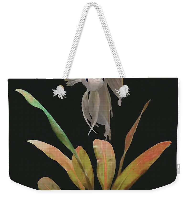 Fish Weekender Tote Bag featuring the digital art White Betta by M Spadecaller