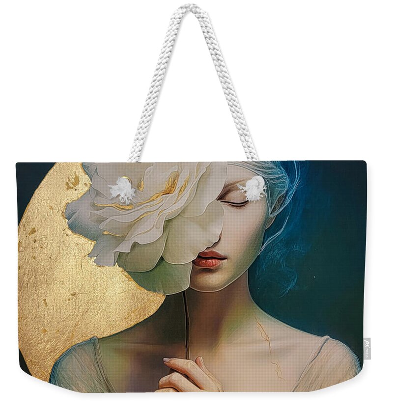 Painting Weekender Tote Bag featuring the digital art White Blossom 5 by Georgina Hannay