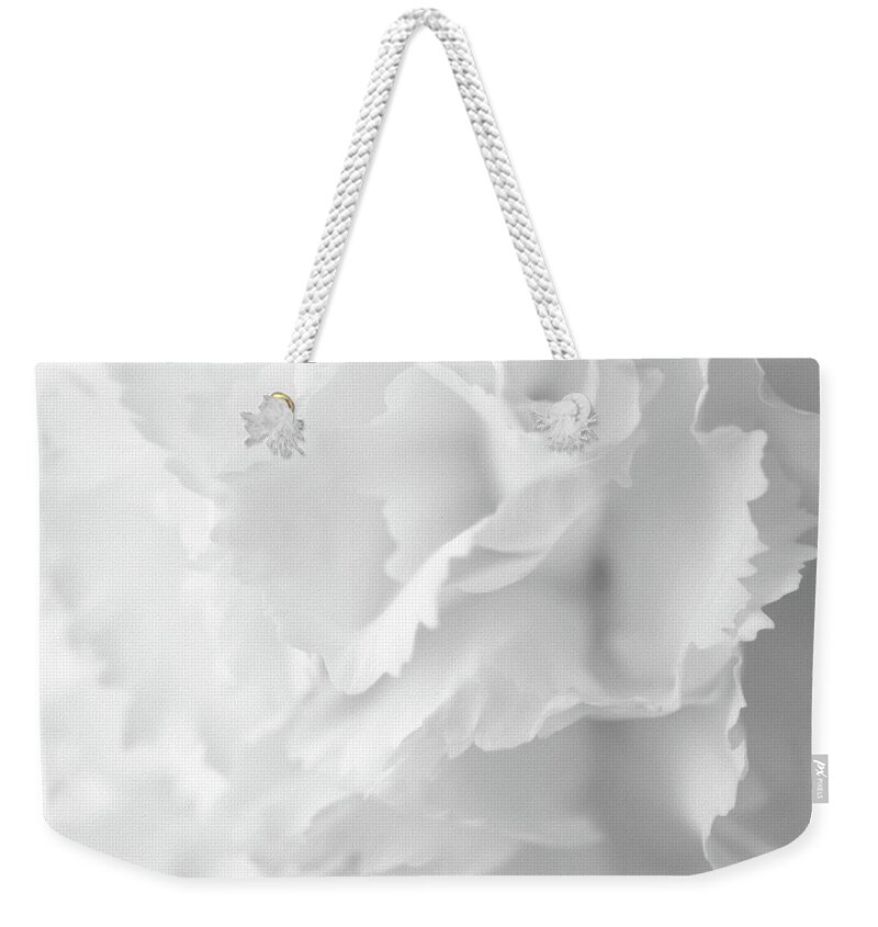 Carnation Weekender Tote Bag featuring the photograph White Carnation by Yvonne Johnstone