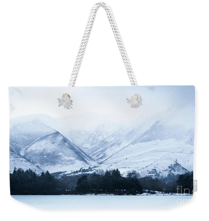 Lake District Weekender Tote Bag featuring the photograph White Cold Mountains by Perry Rodriguez