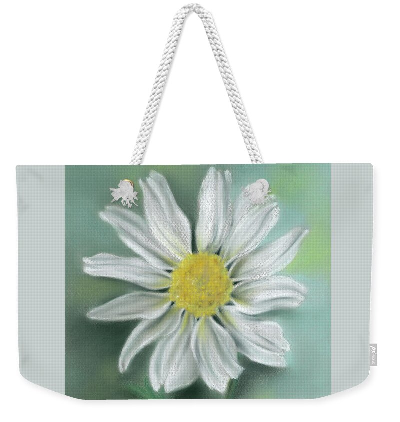 Botanical Weekender Tote Bag featuring the painting White Daisy Flower with Yellow Eye by MM Anderson