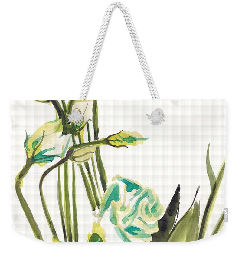 Flower Weekender Tote Bag featuring the painting White Flowers by George Cret