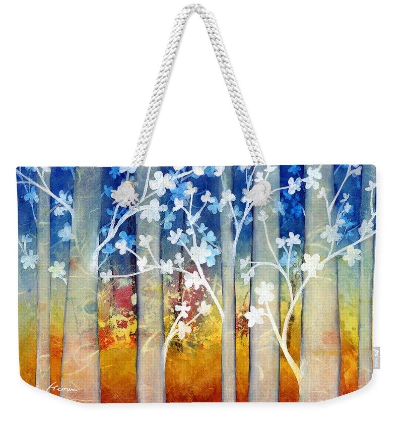 White Forest Weekender Tote Bag featuring the painting White Forest II by Hailey E Herrera