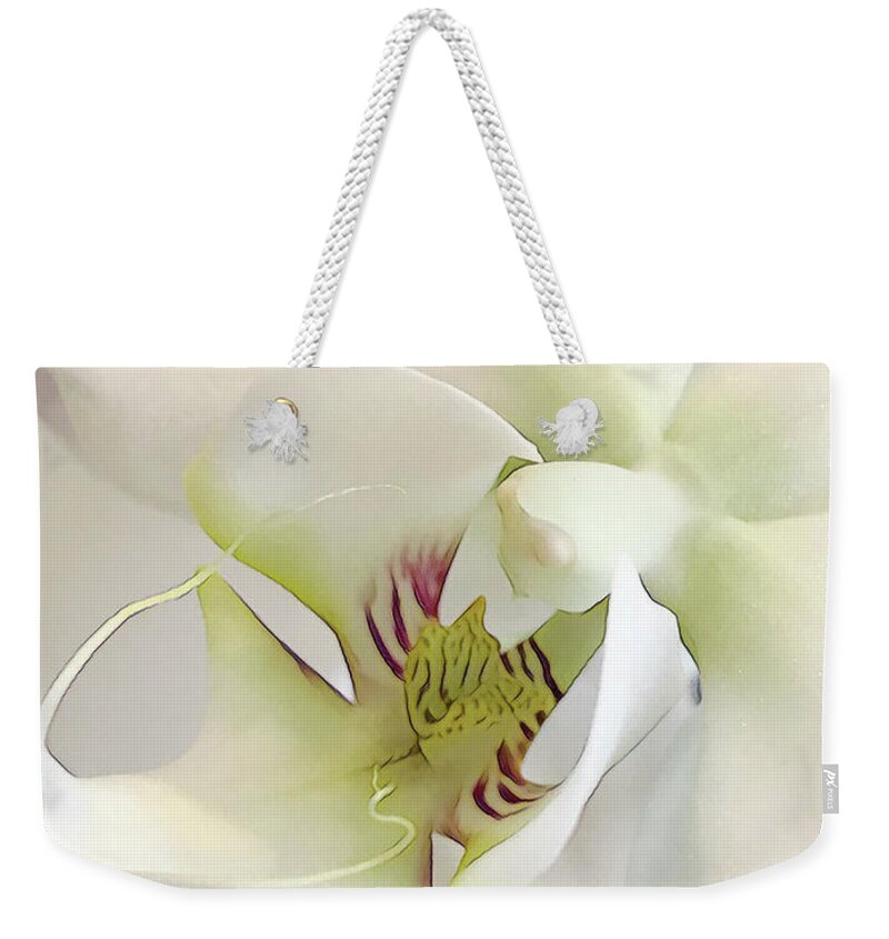  Weekender Tote Bag featuring the digital art White Orchid by Cindy Greenstein