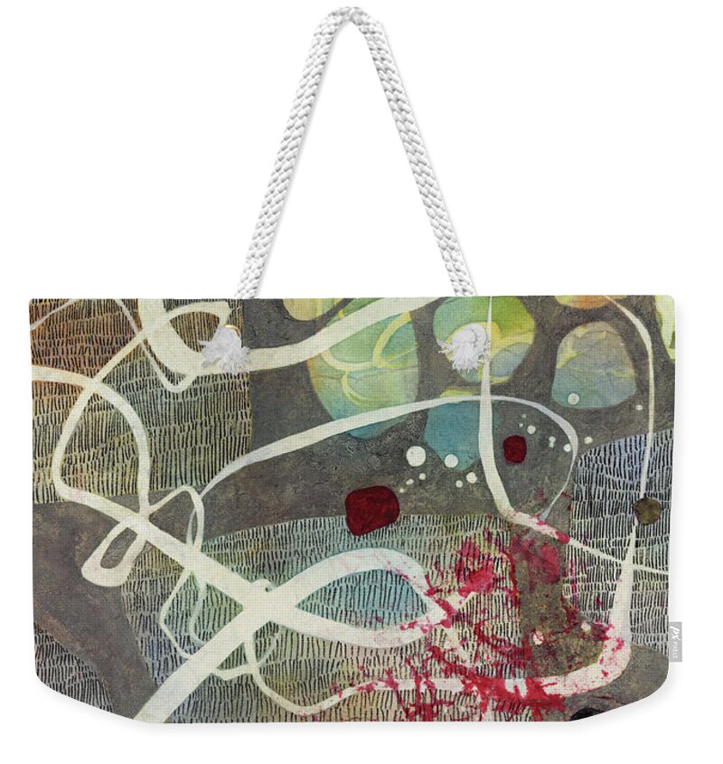 Abstract Weekender Tote Bag featuring the painting White Passage 1 by Hailey E Herrera