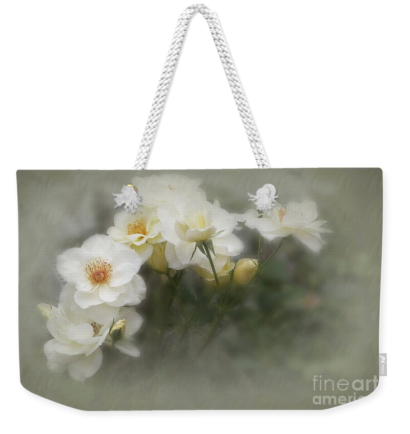 Roses Weekender Tote Bag featuring the photograph White Roses 2 by Elaine Teague