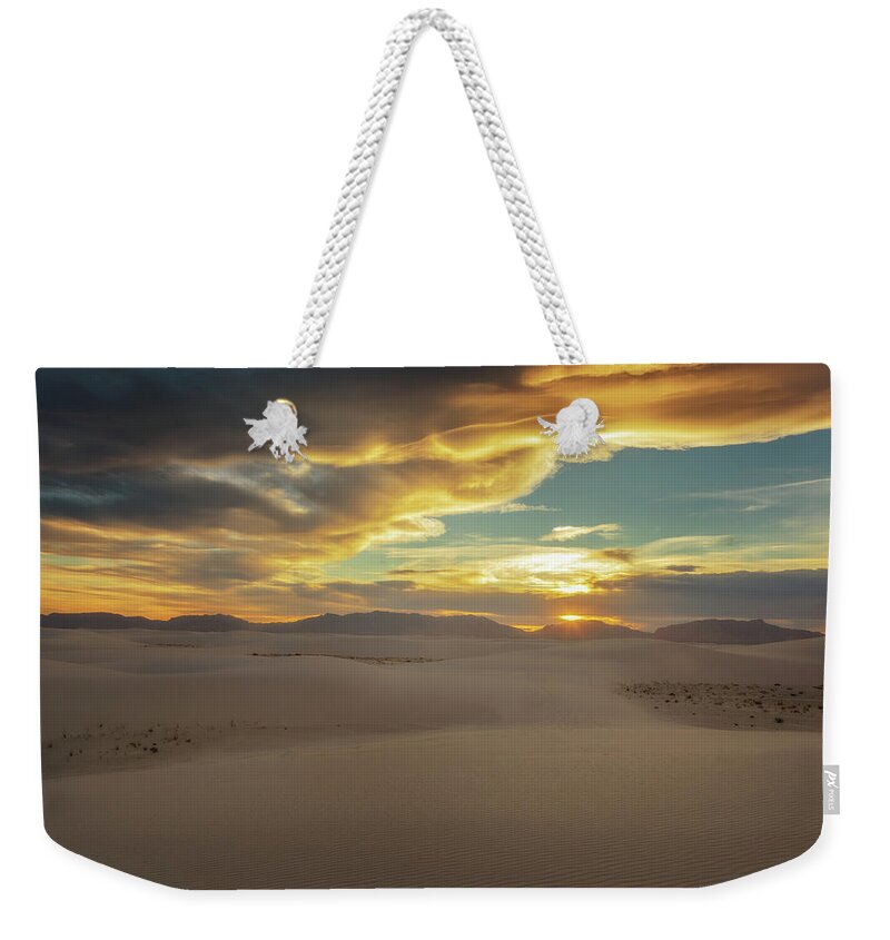 Sunset Weekender Tote Bag featuring the photograph White Sands National Park by Susan Rissi Tregoning