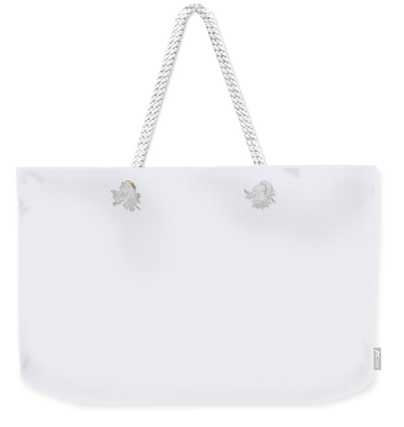White Solid Weekender Tote Bag featuring the digital art White Solid by TintoDesigns