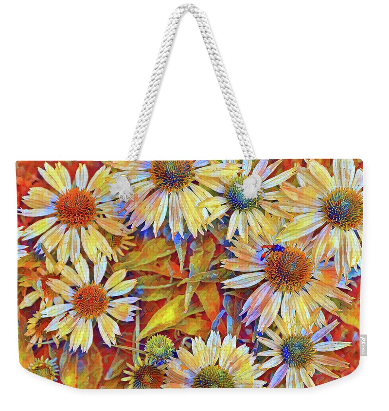 White Weekender Tote Bag featuring the painting White summer flowers by Patricia Piotrak