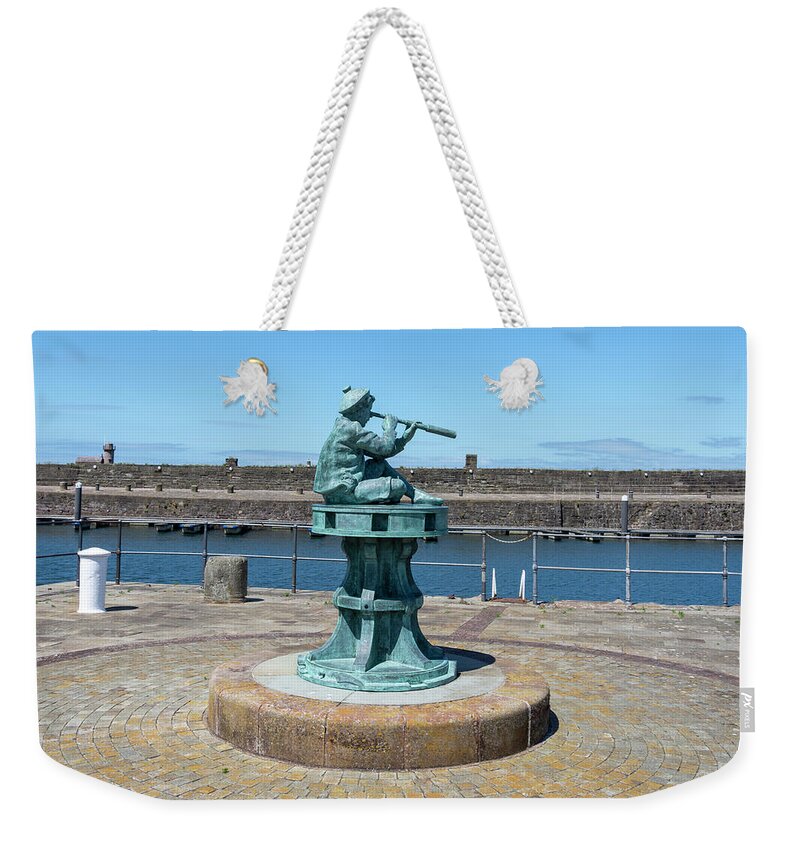 Whitehaven Weekender Tote Bag featuring the photograph Whitehaven boy on capstan by Steev Stamford