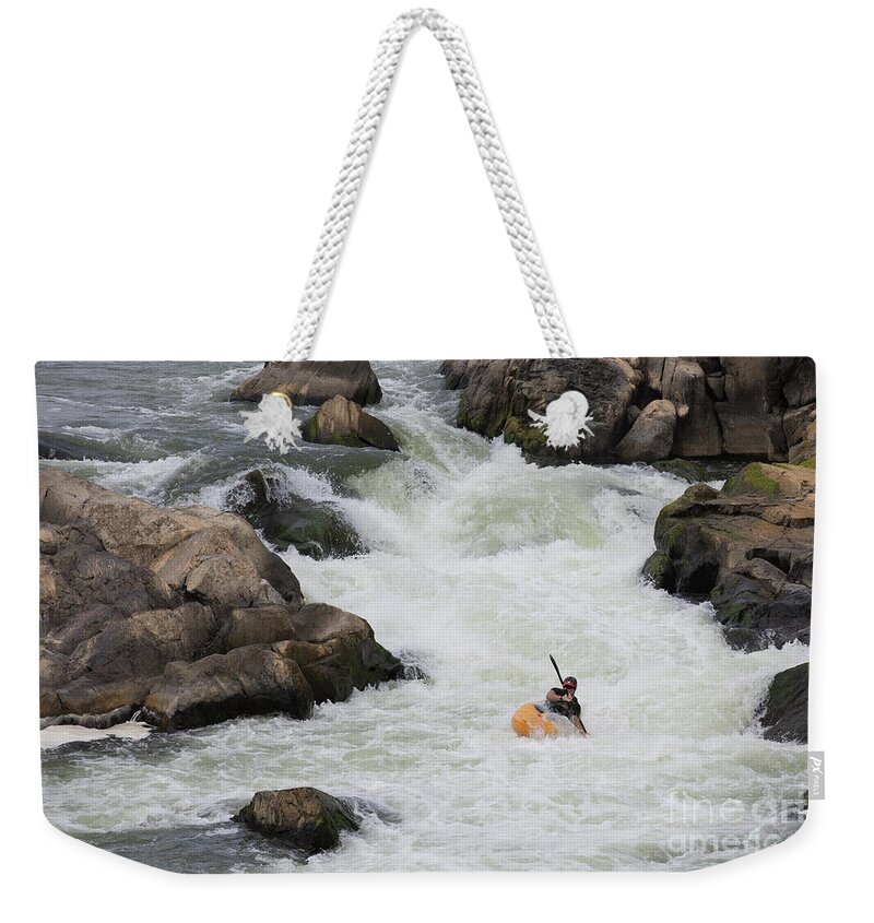 Whitewater Weekender Tote Bag featuring the photograph Whitewater kayaking by Agnes Caruso