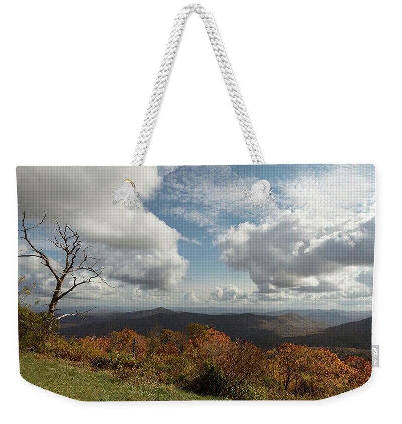 Blue Ridge Parkway Weekender Tote Bag featuring the photograph Wide View of the Blue Ridge Mountains by Joni Eskridge