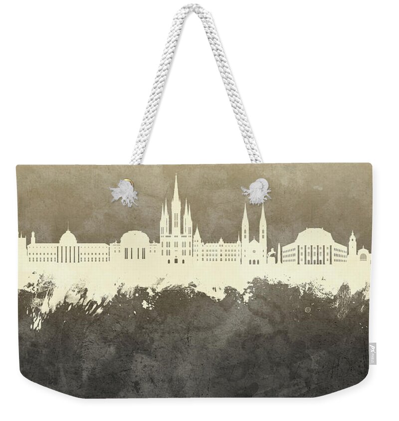 Wiesbaden Weekender Tote Bag featuring the digital art Wiesbaden Germany Skyline #78 by Michael Tompsett