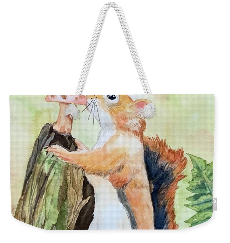 Squirrel Weekender Tote Bag featuring the painting Wild Animal Friends by Hilda Vandergriff