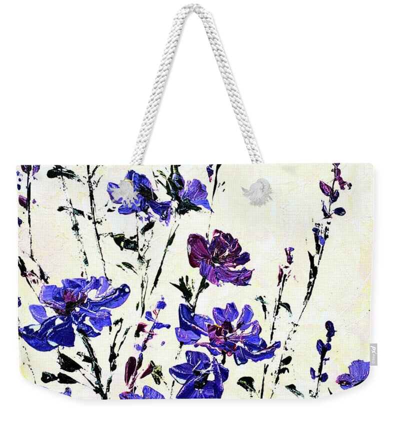 Wildflower Weekender Tote Bag featuring the mixed media Wild Flower Burst by Zan Savage