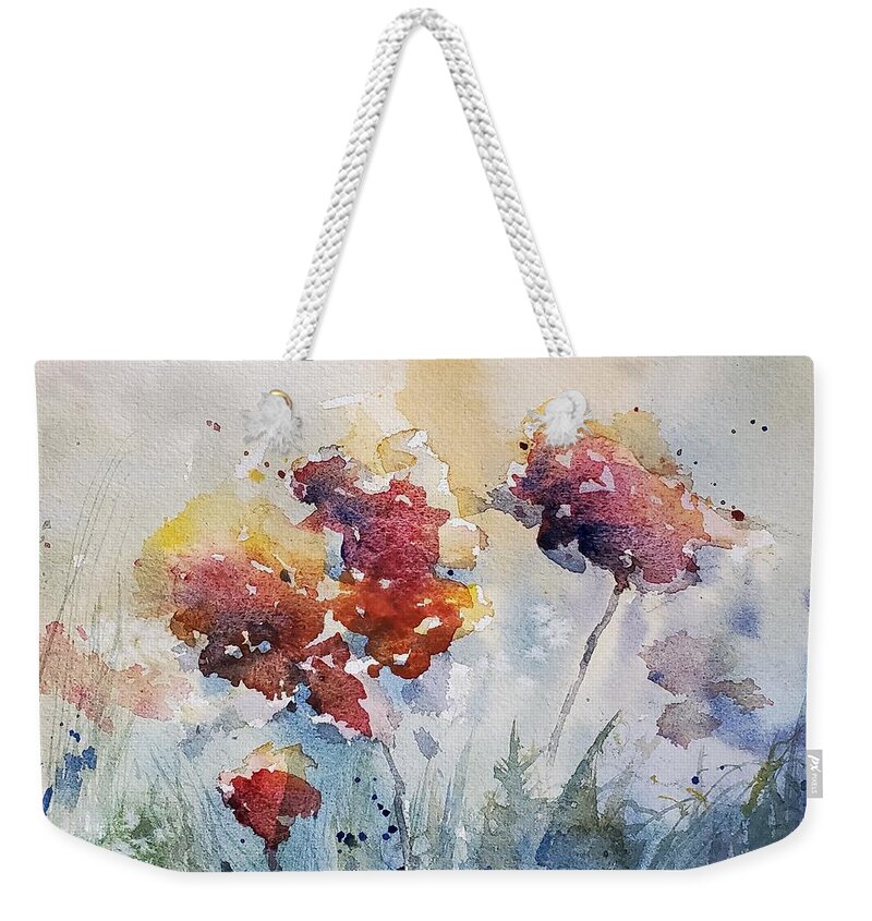 Floral Weekender Tote Bag featuring the painting Wild Flowers by Sheila Romard