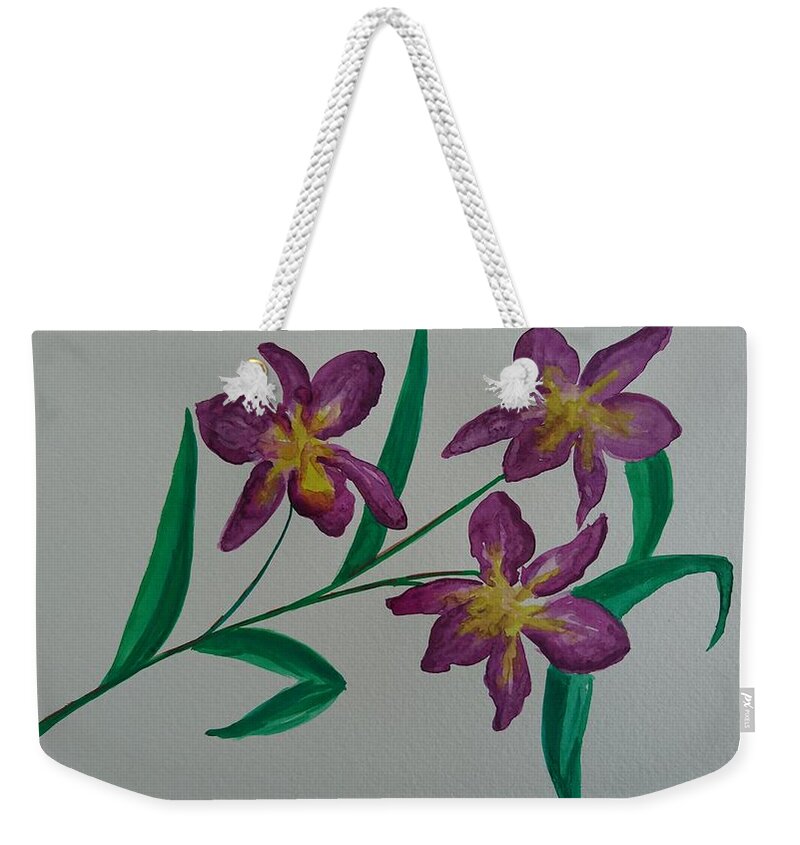 Orchids Weekender Tote Bag featuring the painting Wild orchids by Faa shie