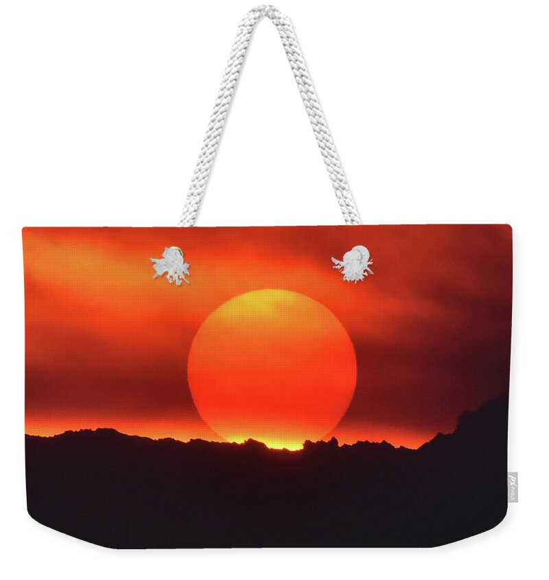 Sun Weekender Tote Bag featuring the photograph Wildfire Sunset by Ben Foster