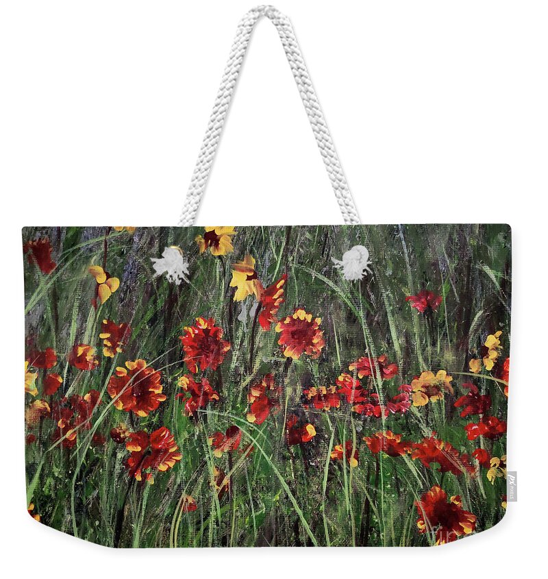 Flowers Weekender Tote Bag featuring the painting Wildflower Pasture by Zan Savage