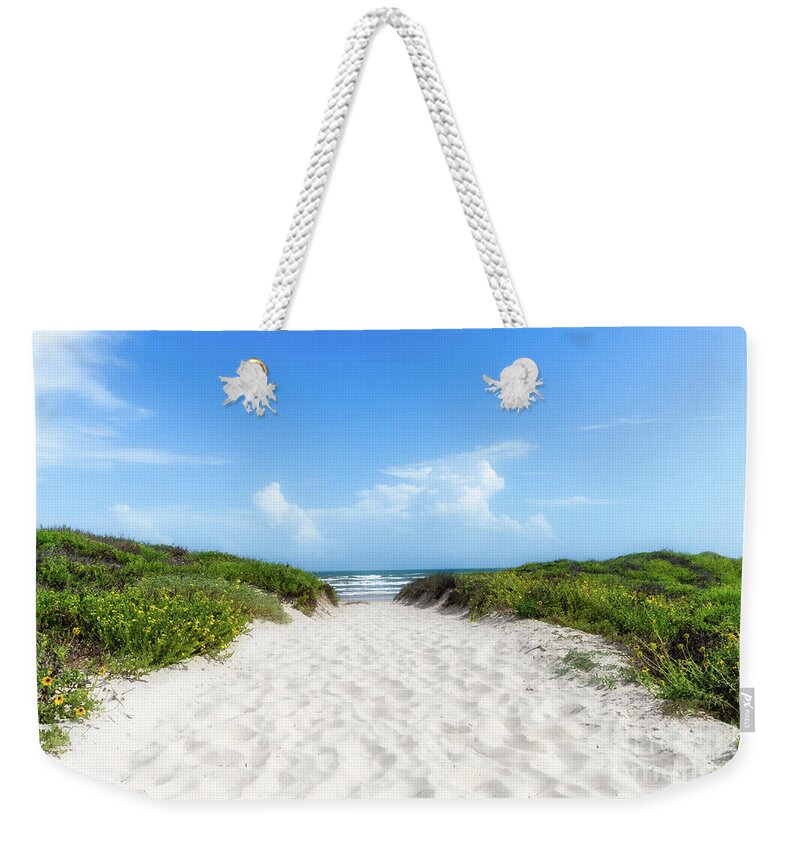 North Padre Island Weekender Tote Bag featuring the photograph Wildflowers Beach Path Through the Dunes by Bee Creek Photography - Tod and Cynthia