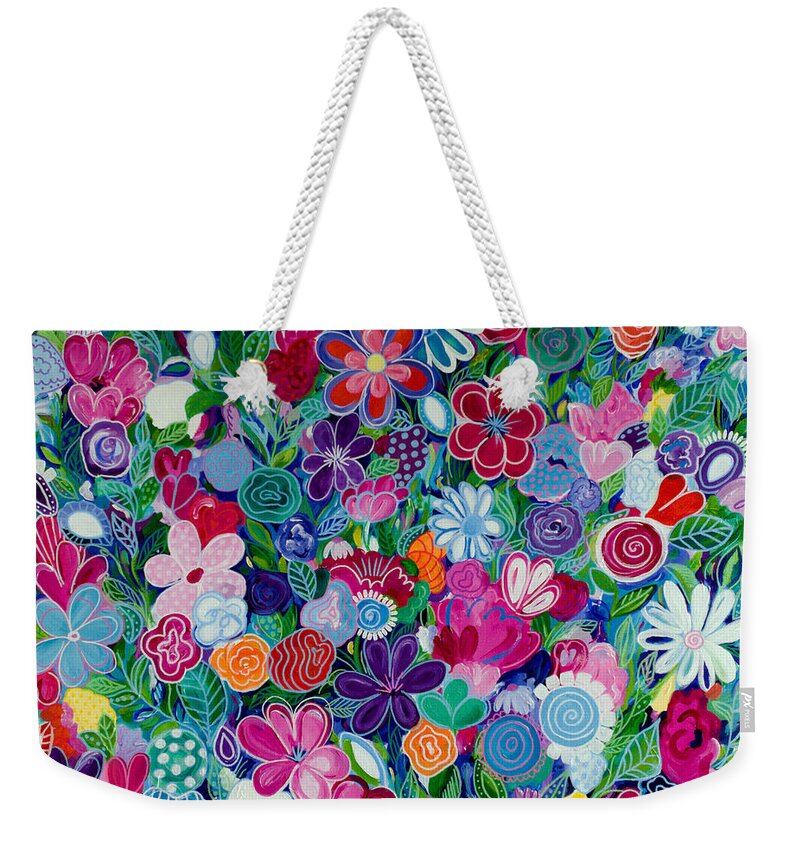 Abstract Floral Weekender Tote Bag featuring the painting Wildflowers by Beth Ann Scott