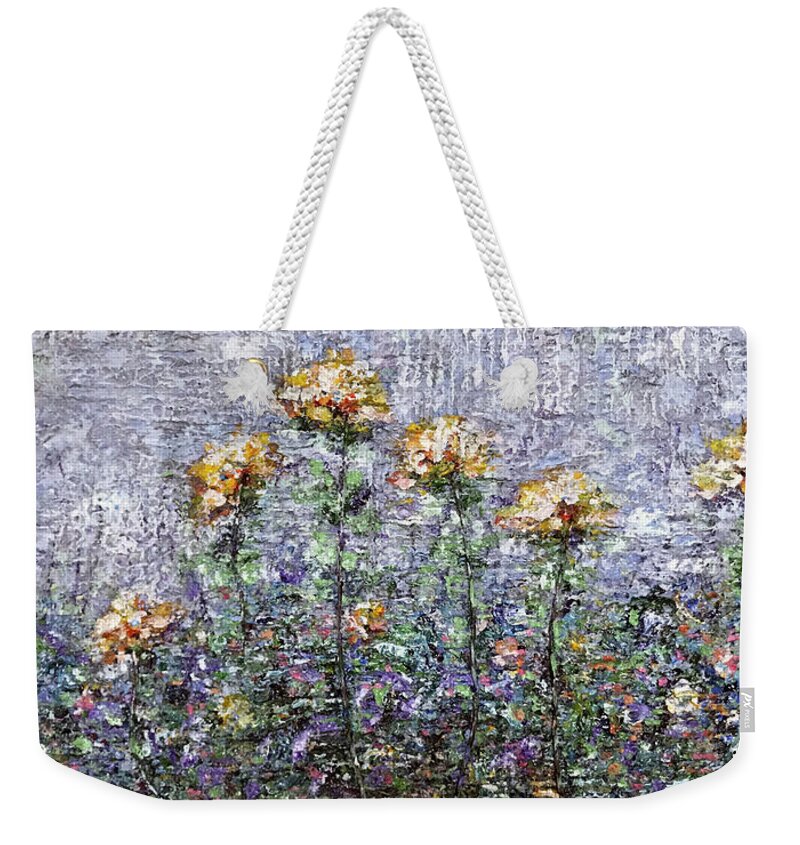 Floral Weekender Tote Bag featuring the painting Wildflowers Periwinkle by Amy Vialpando