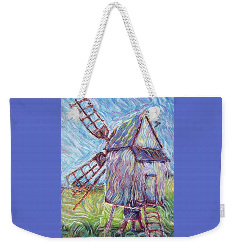 Windmill Weekender Tote Bag featuring the painting Windmill at Himmelsberga by Elaine Berger