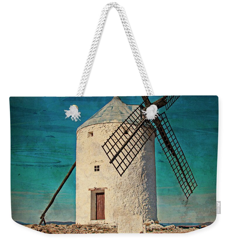 Windmill Weekender Tote Bag featuring the photograph Windmill - Consuegra, Spain by Denise Strahm