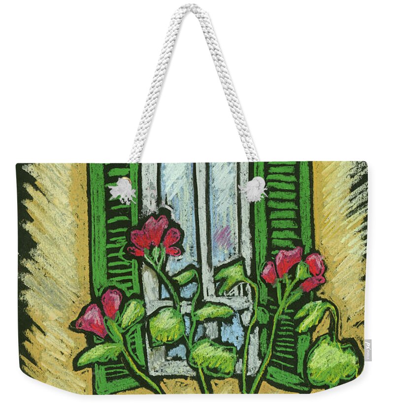 Still Life Weekender Tote Bag featuring the drawing Window in Italy by Catharine Gallagher