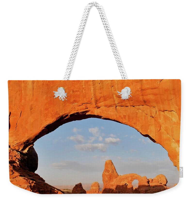 Arches National Park Weekender Tote Bag featuring the photograph Window To The Soul of Arches National Park by Gregory Ballos