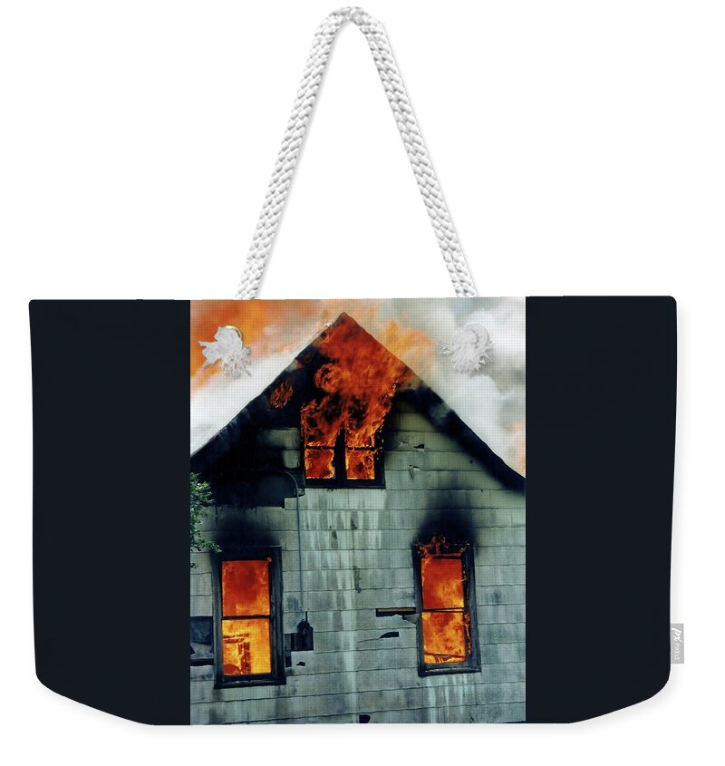 Windows Aflame Weekender Tote Bag featuring the photograph Windows Aflame by Jennifer Robin