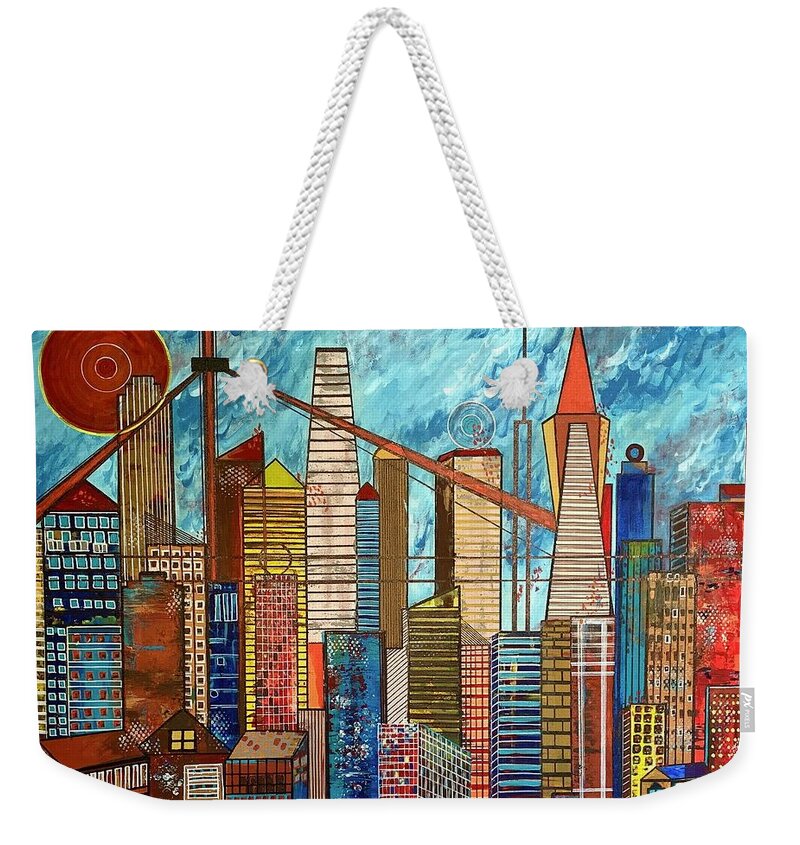 Cubism Weekender Tote Bag featuring the painting Windy Day by Raji Musinipally