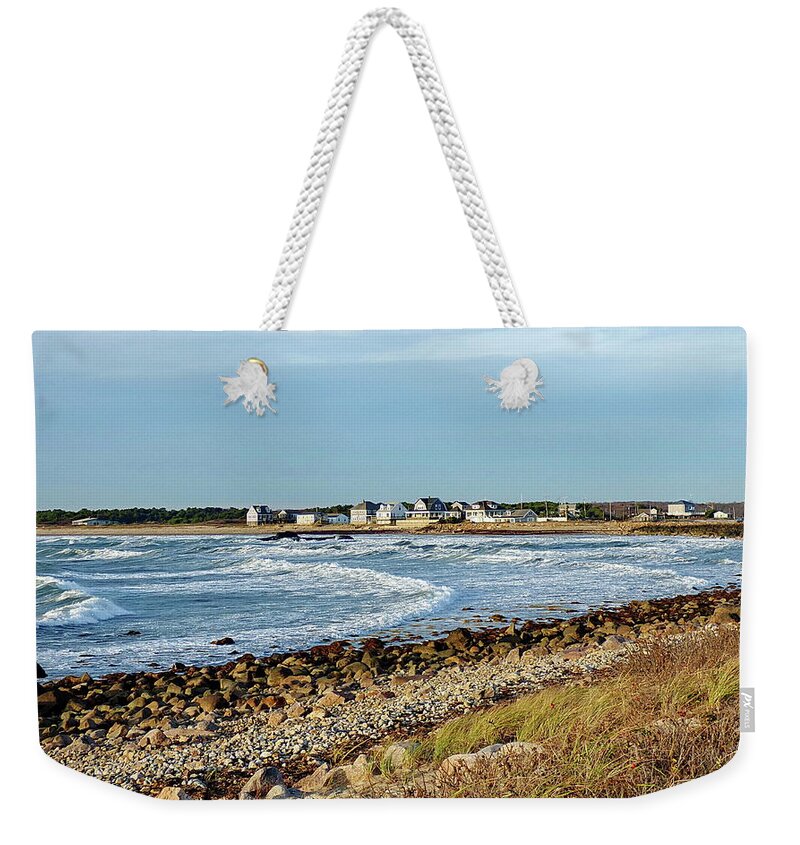Horseneck Beach Weekender Tote Bag featuring the photograph Windy on the Ocean by Lyuba Filatova