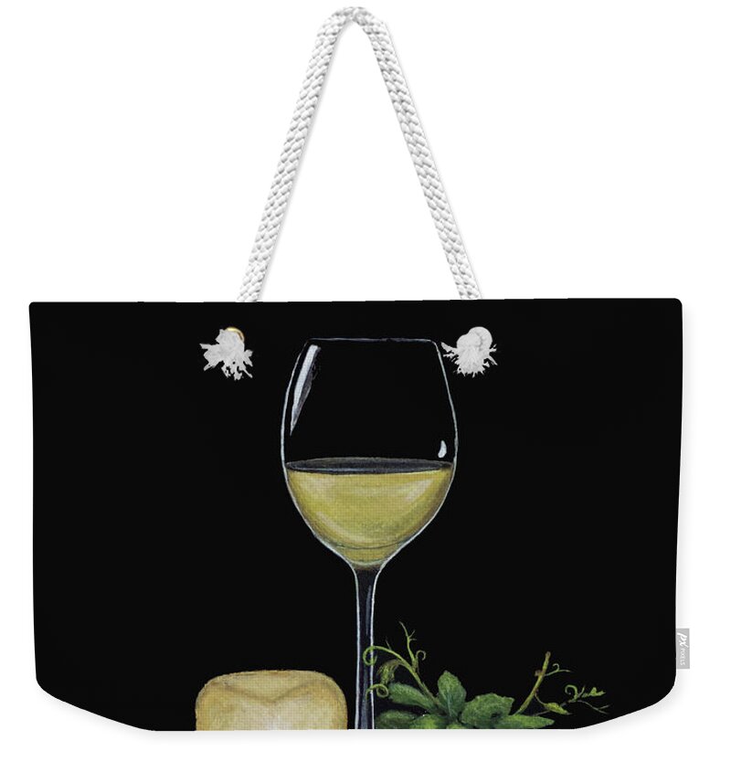 Wine Weekender Tote Bag featuring the painting Wine and Cheese Please by Shirley Dutchkowski