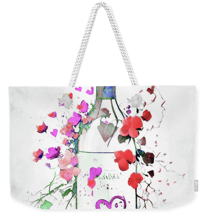 Flowers Weekender Tote Bag featuring the painting Wine and Valentine by Lisa Kaiser
