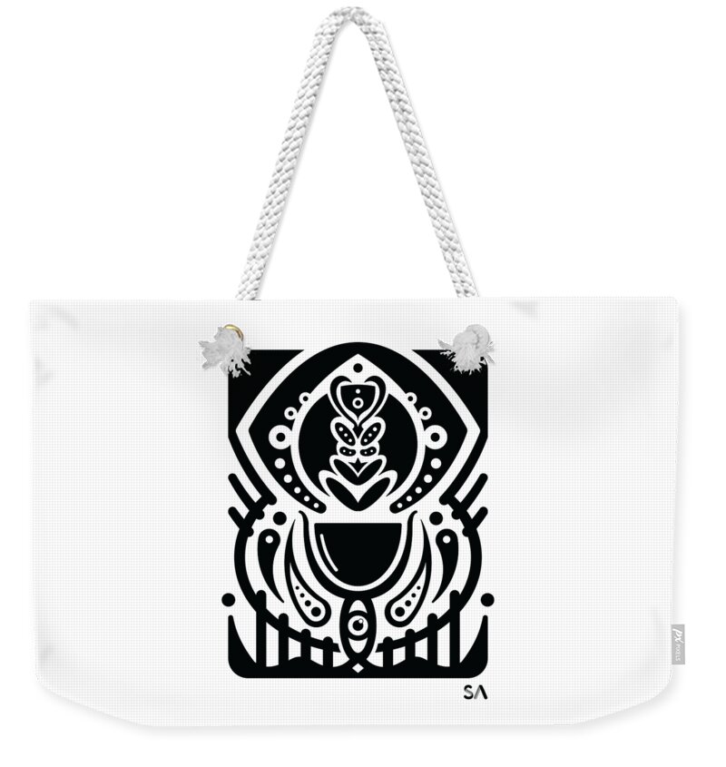 Black And White Weekender Tote Bag featuring the digital art Wine by Silvio Ary Cavalcante