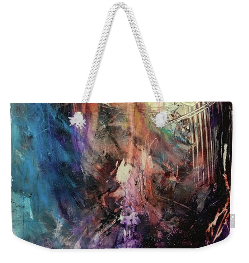Abstract Art Weekender Tote Bag featuring the painting Wings Tearing Angel by Rodney Frederickson