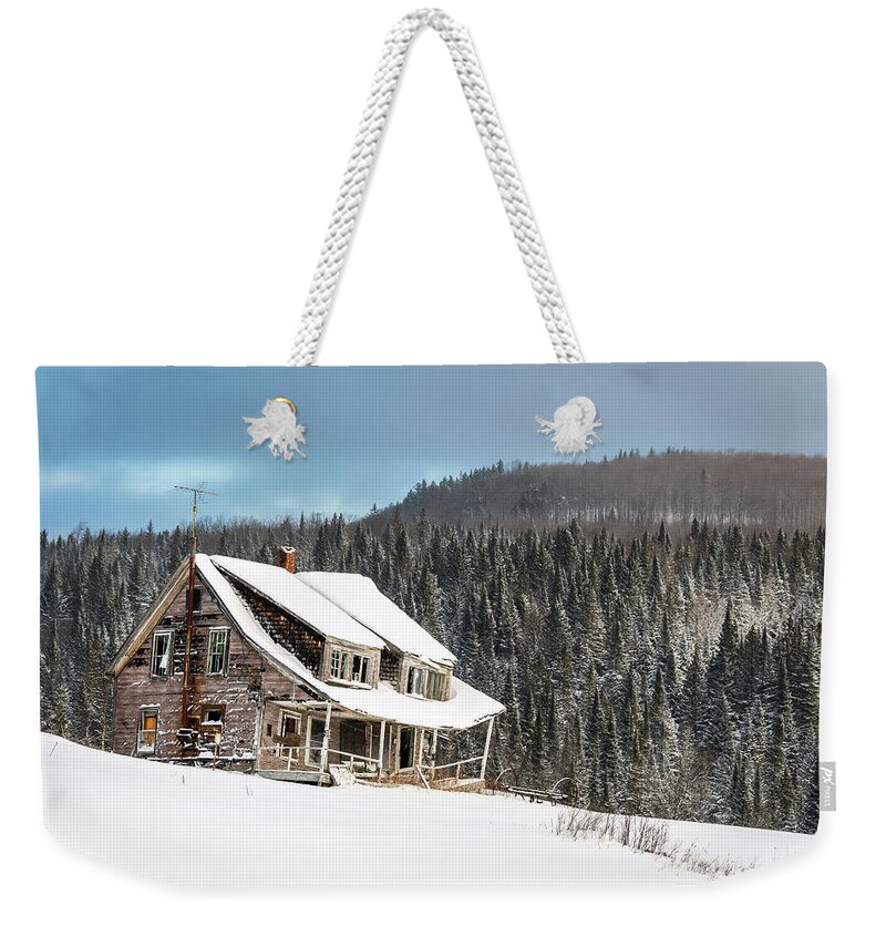 America Weekender Tote Bag featuring the photograph Winter At The Old Farm House Horizontal - Pittsburg, NH by John Rowe