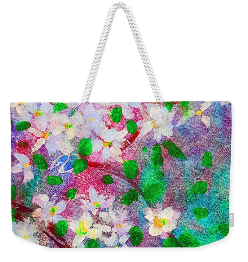 Traditional Painting Weekender Tote Bag featuring the painting Winter Blossom by Rose Lewis