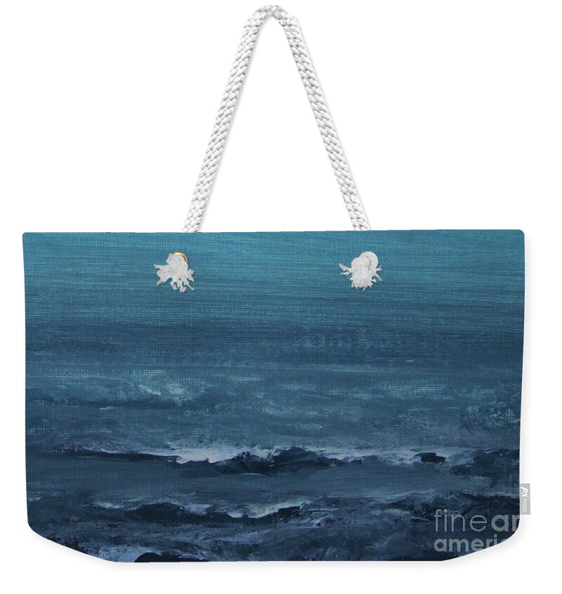 Seascape Weekender Tote Bag featuring the painting Winter Blues by Jane See