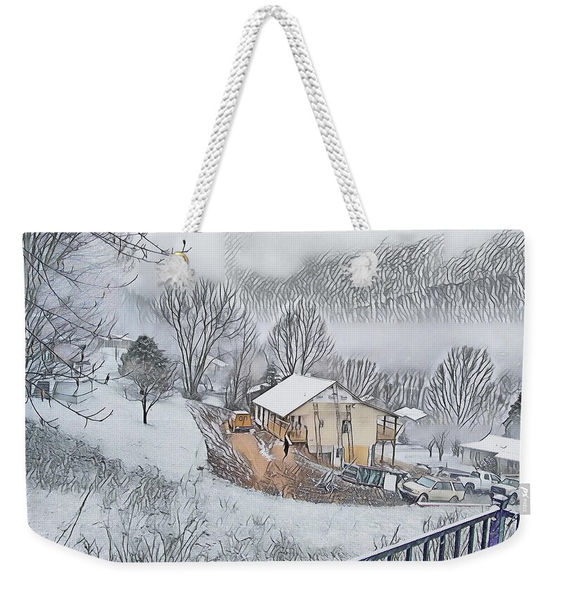 Winter Weekender Tote Bag featuring the photograph Winter Construction by Dennis Baswell
