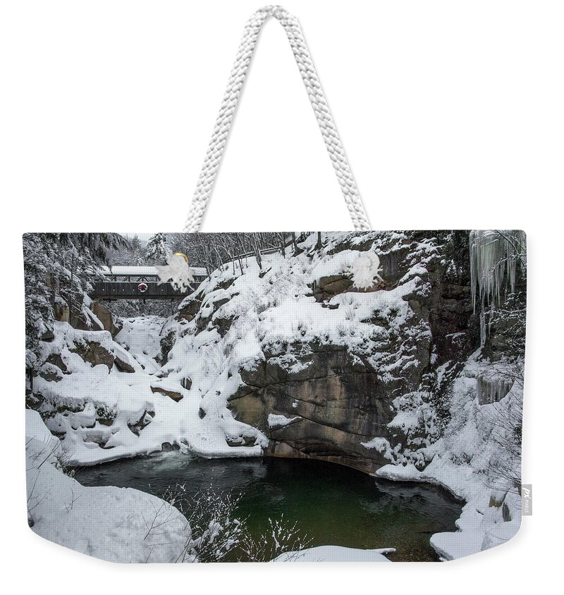 Sentinel Weekender Tote Bag featuring the photograph Winter Flume Pool by White Mountain Images