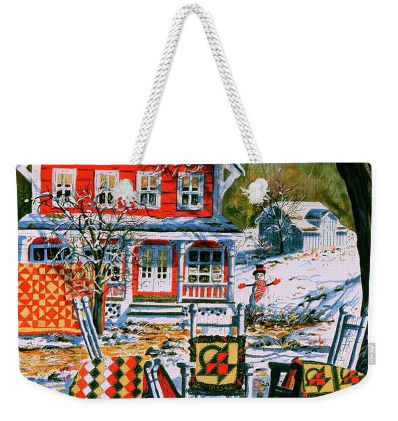 Winter Weekender Tote Bag featuring the painting Winter Joy by Diane Phalen