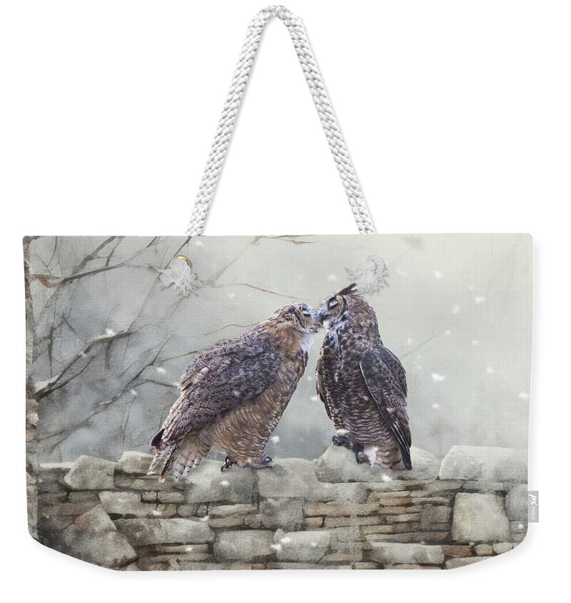 Weekender Tote Bag featuring the digital art Winter Kiss by Nicole Wilde