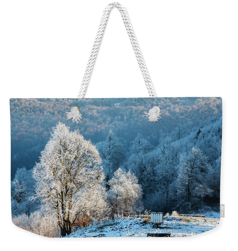 Hill Weekender Tote Bag featuring the photograph Winter landscape by Ian Middleton