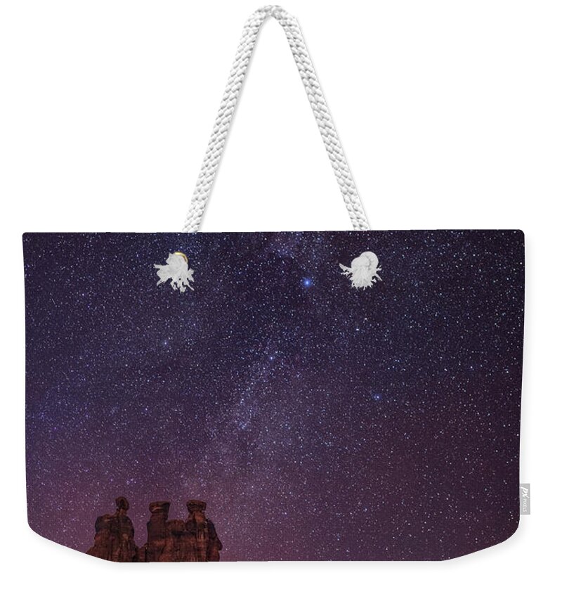 Moab Weekender Tote Bag featuring the photograph Winter Milky Way at Arches National Park by Dan Norris