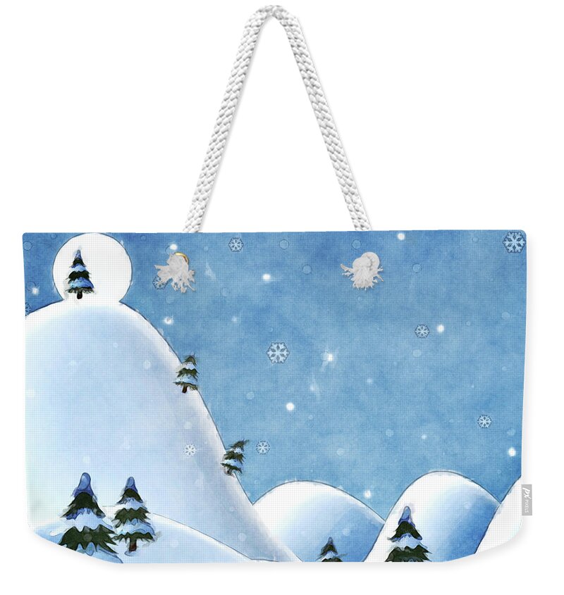 Winter Weekender Tote Bag featuring the digital art Winter Moon by Phil Perkins