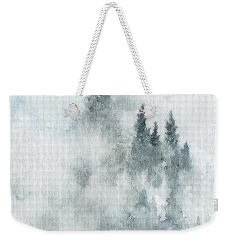 Winter Weekender Tote Bag featuring the painting Winter Mountain Air by Ink Well