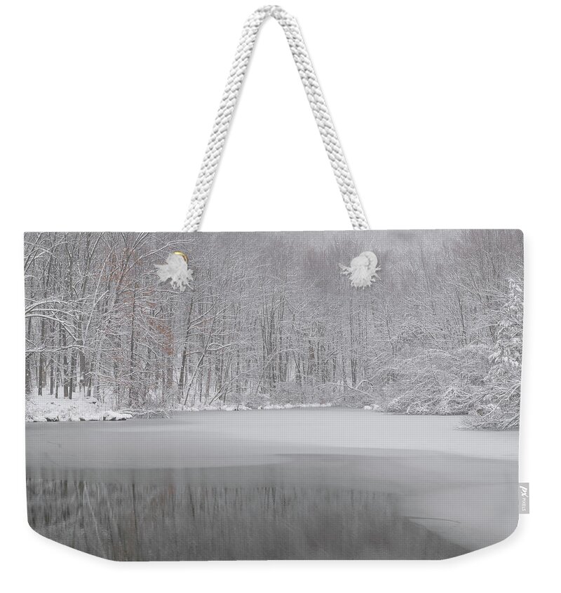 Pond Weekender Tote Bag featuring the photograph Winter Pond Coloratura The Signature Series by Angelo Marcialis